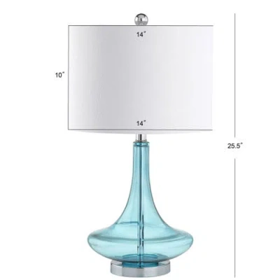 Jonathan Y Cecile 25.5" Glass Teardrop Led Table Lamp In Aqua