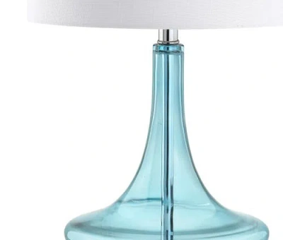 Jonathan Y Cecile 25.5" Glass Teardrop Led Table Lamp In Aqua