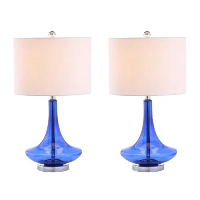 Jonathan Y Cecile 25.5" Glass Teardrop Led Table Lamp In Cobalt Blue
