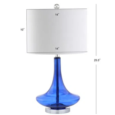Jonathan Y Cecile 25.5" Glass Teardrop Led Table Lamp In Cobalt Blue