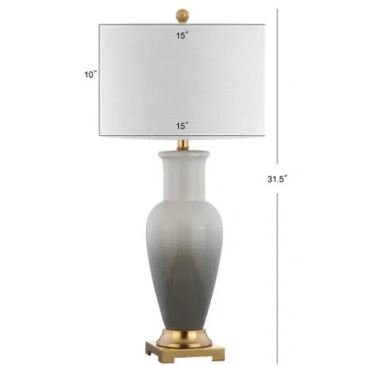 Jonathan Y Dip Dye 31.5" Ceramic Led Table Lamp In White/gray