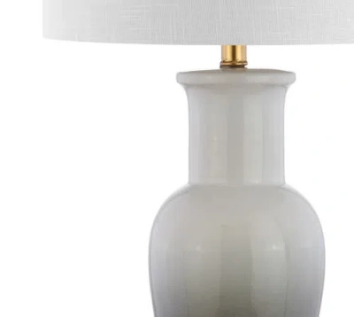 Jonathan Y Dip Dye 31.5" Ceramic Led Table Lamp In White/gray