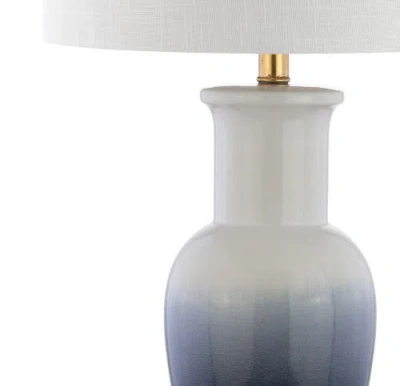 Jonathan Y Dip Dye 31.5" Ceramic Led Table Lamp In White/navy