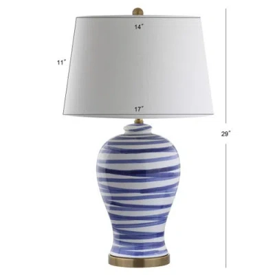 Jonathan Y Joelie 29" Ceramic Led Table Lamp In Blue/white