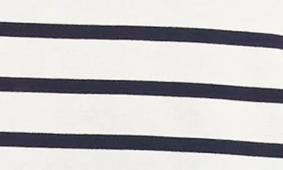 Karen Kane Stripe Boatneck Cotton Blend Top In Cream W/navy