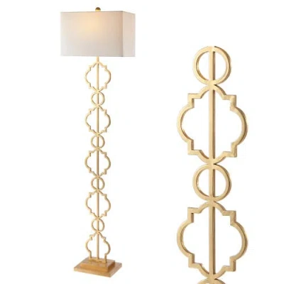 Jonathan Y Selina Iron Ogee Trellis Modern Led Floor Lamp In Gold Painting