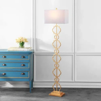 Jonathan Y Selina Iron Ogee Trellis Modern Led Floor Lamp In Gold Painting