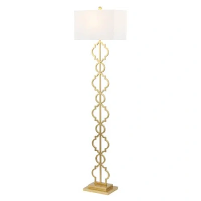 Jonathan Y Selina Iron Ogee Trellis Modern Led Floor Lamp In Gold Painting