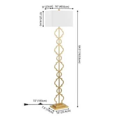 Jonathan Y Selina Iron Ogee Trellis Modern Led Floor Lamp In Gold Painting