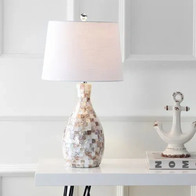 Jonathan Y Verna 26.5" Seashell Led Table Lamp In Ivory/beige
