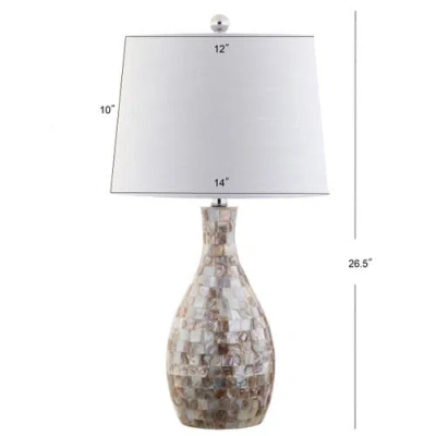 Jonathan Y Verna 26.5" Seashell Led Table Lamp In Ivory/beige