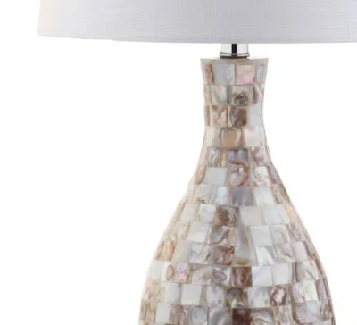 Jonathan Y Verna 26.5" Seashell Led Table Lamp In Ivory/beige
