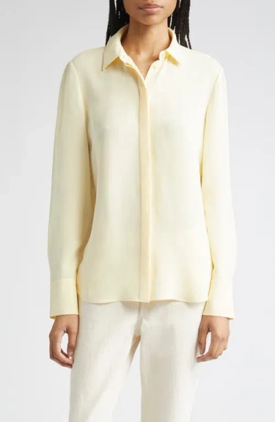 Lafayette 148 New York Scottie Silk Button-up Blouse In Yellow Chalk