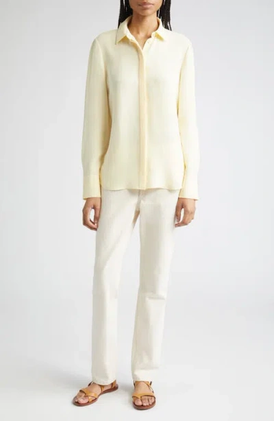 Lafayette 148 New York Scottie Silk Button-up Blouse In Yellow Chalk