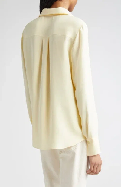 Lafayette 148 New York Scottie Silk Button-up Blouse In Yellow Chalk