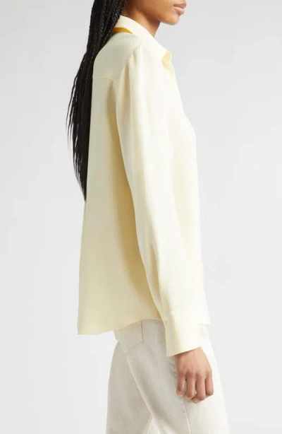 Lafayette 148 New York Scottie Silk Button-up Blouse In Yellow Chalk