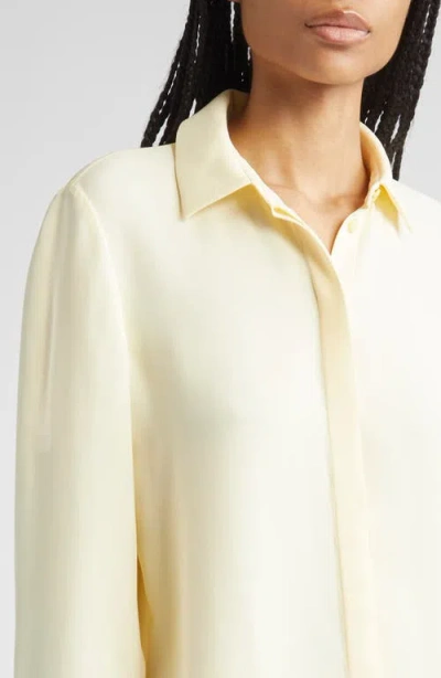 Lafayette 148 New York Scottie Silk Button-up Blouse In Yellow Chalk
