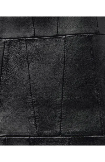 Mango Patchwork Leather Shopper Bag In Black