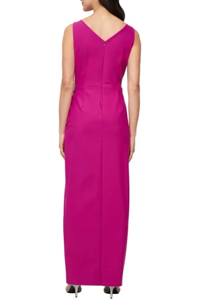 Alex Evenings Embellished Side Drape Column Formal Gown In Pink