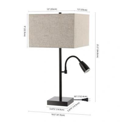 Jonathan Y Austin 25.5" 2-light Farmhouse Industrial Iron Led Table Lamp With Usb Charging Port And In Oil Rubbed Bronze