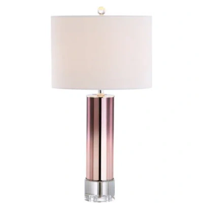 Jonathan Y Edward 27" Glass /crystal Led Table Lamp In Rose Gold