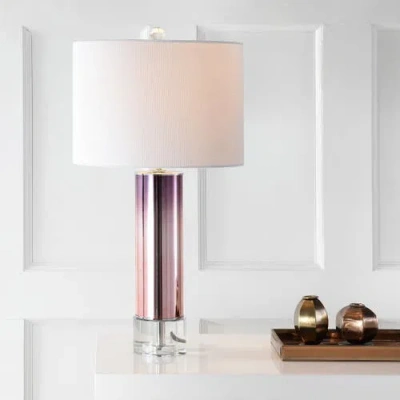 Jonathan Y Edward 27" Glass /crystal Led Table Lamp In Rose Gold