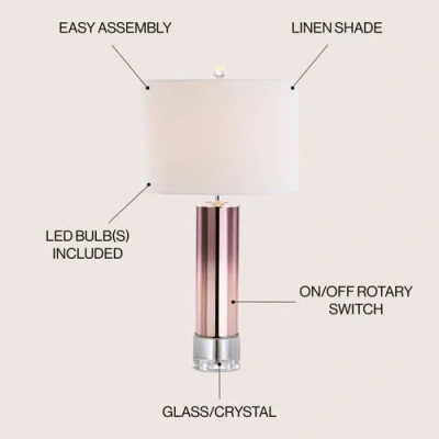 Jonathan Y Edward 27" Glass /crystal Led Table Lamp In Rose Gold