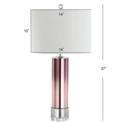 Jonathan Y Edward 27" Glass /crystal Led Table Lamp In Rose Gold