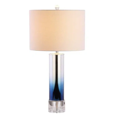 Jonathan Y Designs 27in Edward Glass & Crystal Led Table Lamp In Blue