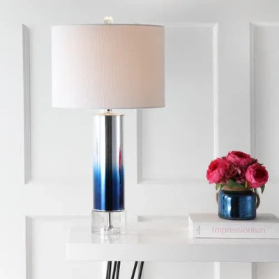 Jonathan Y Designs 27in Edward Glass & Crystal Led Table Lamp In Blue