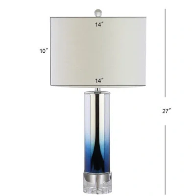 Jonathan Y Designs 27in Edward Glass & Crystal Led Table Lamp In Blue