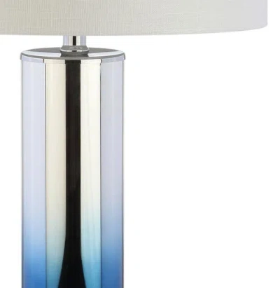 Jonathan Y Designs 27in Edward Glass & Crystal Led Table Lamp In Blue