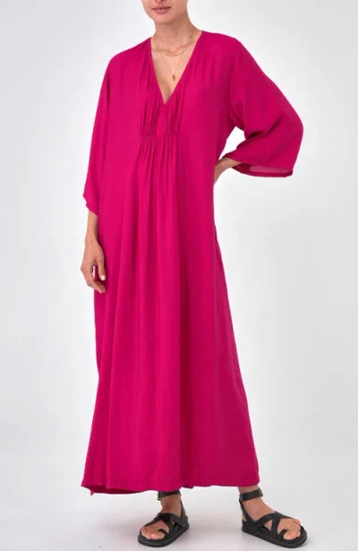 Ocean + Main Ocean+main Cupro Rouched Front Caftan In Pink