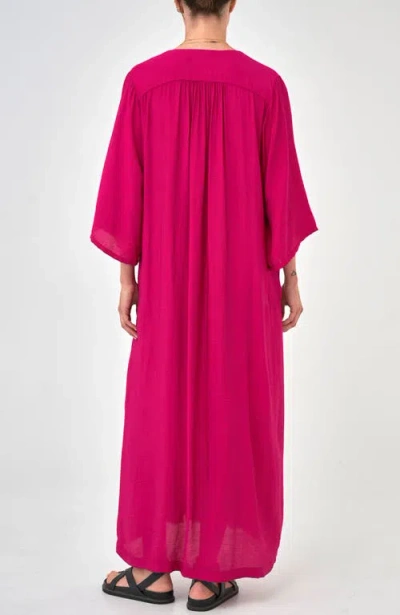 Ocean + Main Ocean+main Cupro Rouched Front Caftan In Pink
