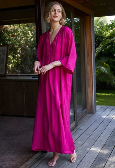 Ocean + Main Ocean+main Cupro Rouched Front Caftan In Pink