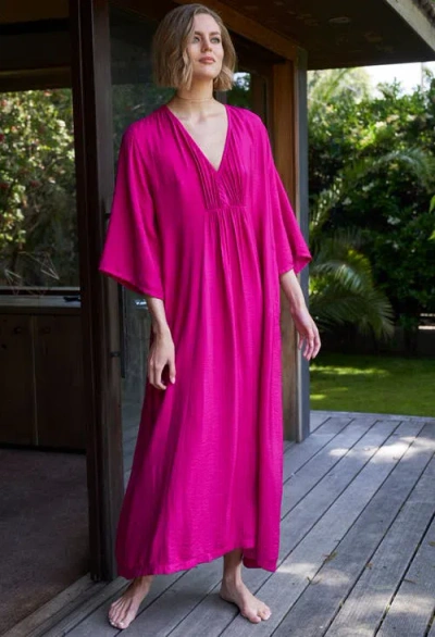 Ocean + Main Ocean+main Cupro Rouched Front Caftan In Pink