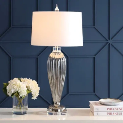 Jonathan Y Designs Julian 33.5in Led Table Lamp In Smoked Gray