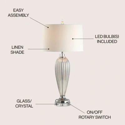 Jonathan Y Designs Julian 33.5in Led Table Lamp In Smoked Gray