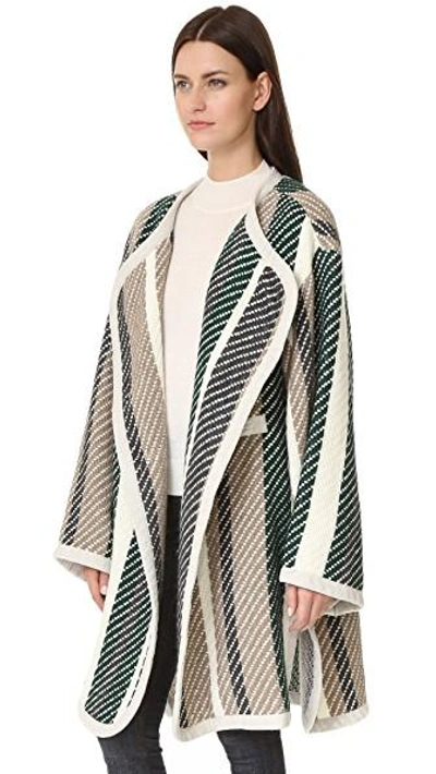 Shop See By Chloé Oversized Striped Coat In Green