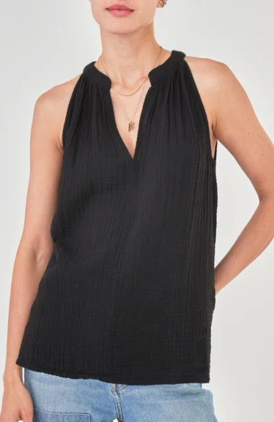 Ocean + Main Ocean+main Sleeveless Gauze Top In Black