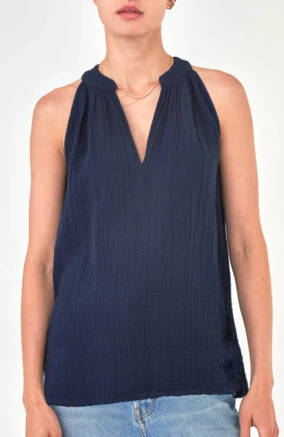 Ocean + Main Ocean+main Sleeveless Gauze Top In Blue