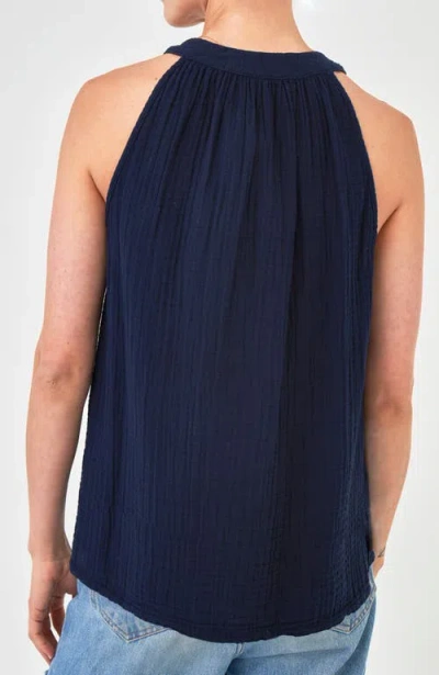 Ocean + Main Ocean+main Sleeveless Gauze Top In Blue