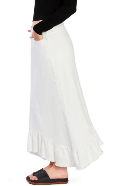 Wash Lab Denim Pieced Ruffle Denim Maxi Skirt In White