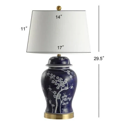 Jonathan Y Designs Gracie 29.5in Ginger Jar Led Table Lamp In White/navy