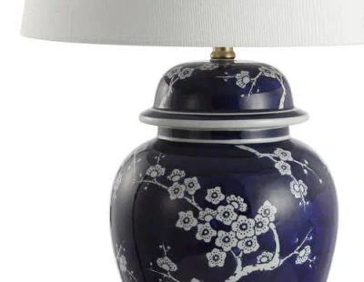 Jonathan Y Designs Gracie 29.5in Ginger Jar Led Table Lamp In White/navy