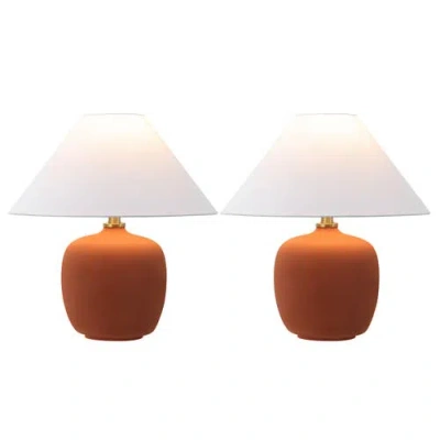 Jonathan Y Delphi 18.25" Minimalist Scandinavian Resin/iron Led Table Lamp In Matte Wine Red