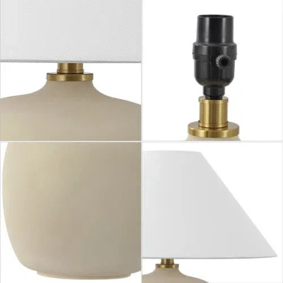 Jonathan Y Delphi 18.25" Minimalist Scandinavian Resin/iron Led Table Lamp In Matte Cream