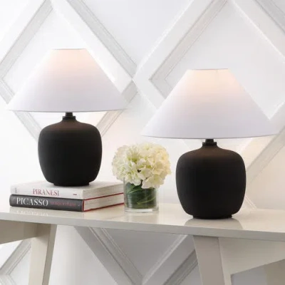 Jonathan Y Delphi 18.25" Minimalist Scandinavian Resin/iron Led Table Lamp In Matte Black