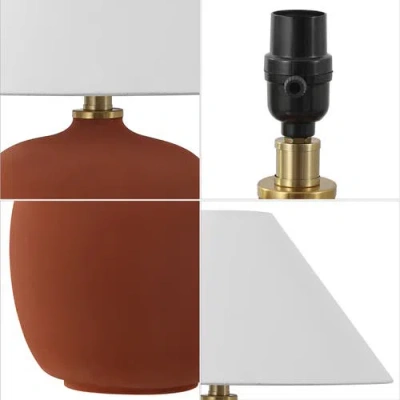 Jonathan Y Delphi 18.25" Minimalist Scandinavian Resin/iron Led Table Lamp In Matte Wine Red