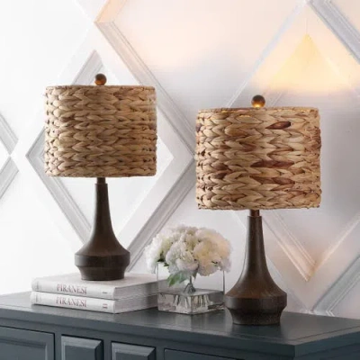 Jonathan Y Theodore Table Lamp In Brown Wood Finish